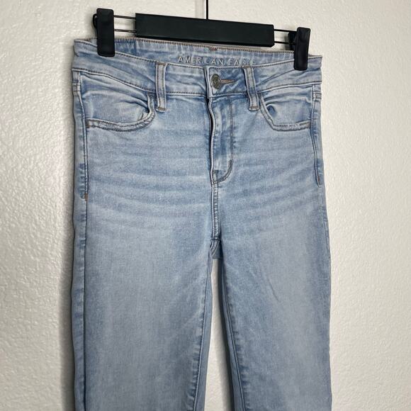 American Eagle Womens Size 4 Hi Rise Jeggings Light Wash Skinny Leg Next Level - Picture 9 of 14